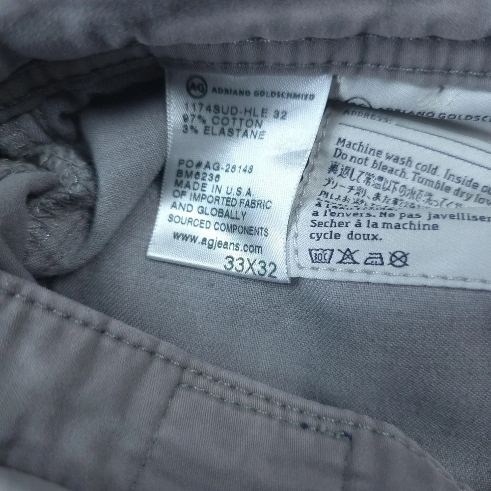 AG Adriano Goldschmied Everett Jeans Mens 32x31 Gray Straight Stretch Tag 33x32